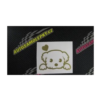 Polep vozidla Pes 057 levá se srdíčkem (17 - šedá) SAMOLEPKA NA AUTO, NÁLEPKA, FÓLIE, POLEP, TUNING, VLASTNÍ TEXT, TISK, AUTOSAMOLEPKY.cz, POLEPY, OBRÁZEK, LOGO, 3D STICKERS