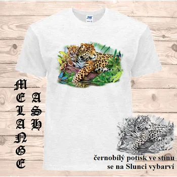 Pánské tričko panske-bavlnene_tricko_uv_potisk_jaguari Barva: Ash melange - popelová směs, velikost: 5XL