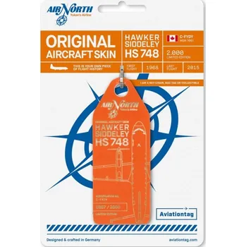 Přívěsek AviationTag - přívěsek ze skutečného letadla Hawker Siddeley HS747 Air North - C-FYDY - oranžová