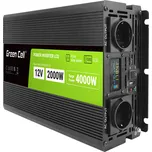 Green Cell INVGC12P2000LCD Měnič napětí z 12V na 230V, 2000W/4000W - čistá sinusoida s LCD displejem