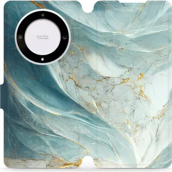 Pouzdro na mobilní telefon Flipové pouzdro Mobiwear - Honor Magic5 Lite 5G - VP34S Zelenkavý a zlatavý mramor (Knížkové flip pouzdro, obal, kryt na mobil Honor Magic5 Lite 5G - VP34S Zelenkavý a zlatavý mramor, materiál Umělá kůže + TPU - ochrana 360°, stojánek, silikonová vanička,