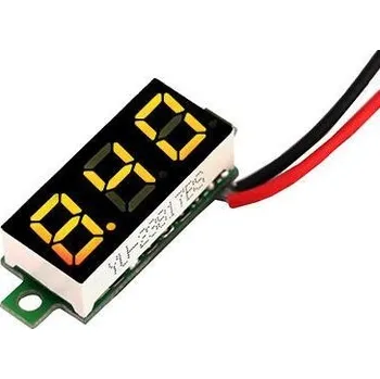 Digitální voltmetr LED žlutý miniaturní (2.5V-30V)