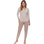 DN Nightwear Dámské pyžamo Bear hnědé s pruhy Velikost: L
