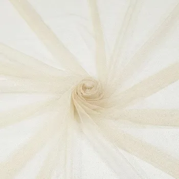 Tyl champagne, zlatý třpyt, š.150