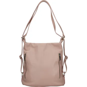 Městský batoh Dámská kožená batůžko kabelka Italia Maura - růžovo-béžová