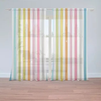 Záclona Záclony Barevné proužky: 2 ks - 150x250 cm - Sablio