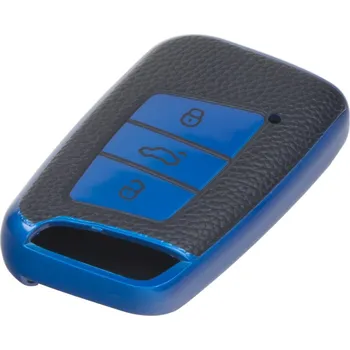 TPU obal pro klíč VW Passat B8, modrý-kůže