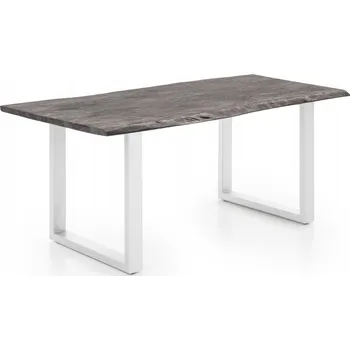 Jídelní stůl Šedý jídelní stůl masiv akát Grey 230x100 bílé nohy