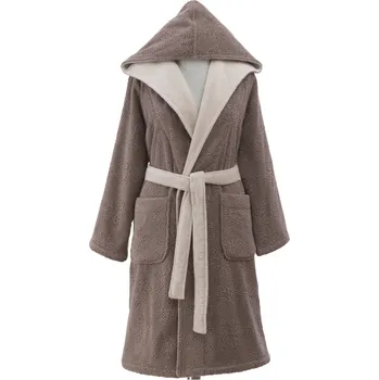 Dámský župan Soft Cotton Dámský krátký župan LEAF s kapucí, Hnědá, 380 g / m², Bavlna 100%, Krátký - vel. L
