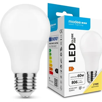 Žárovka Modee E27 8,5W A60 LED teplá 2700K