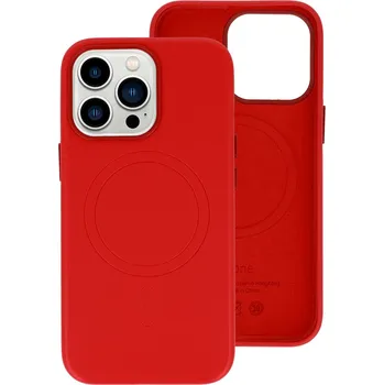 Pouzdro na mobilní telefon Zadní kryt MagSafe Leather pro Iphone 15 Plus Red