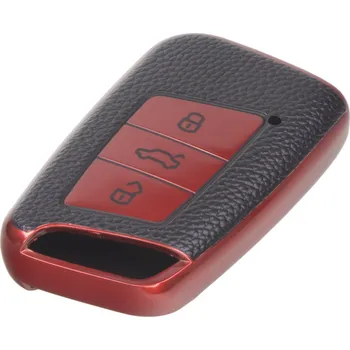 TPU obal pro klíč VW Passat B8, červený-kůže
