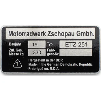 Motor pro motocykl Štítek rámu MZ ETZ 251