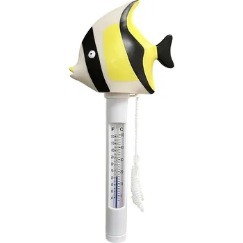 Domácí teploměr Plovoucí teploměr s provázkem - tropická rybka bílá/žlutá