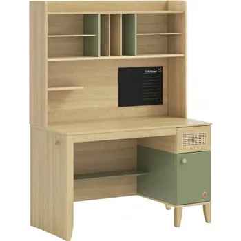 Psací stůl Studentský stůl s velkým nástavcem Habitat - dub/zelená