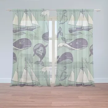 Záclona Záclony Velryby: 2 ks - 150x250 cm - Sablio