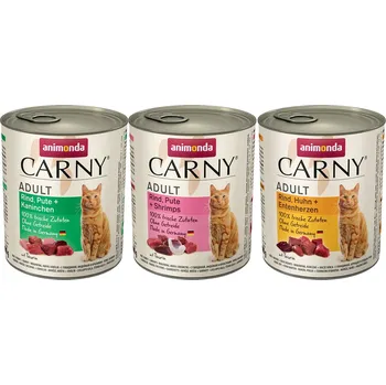 Krmivo pro kočku 24-ks24x800g Megabalení animonda Carny Adult - 3 druhy s hovězím a drůbežím