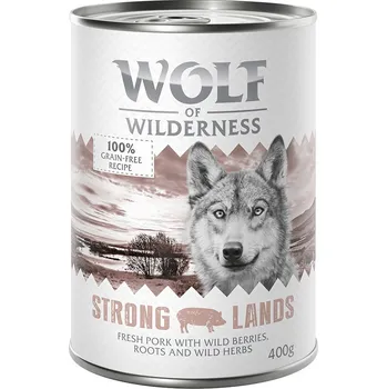 12x400g Wolf of Wilderness Adult - Strong Lands - vepřové