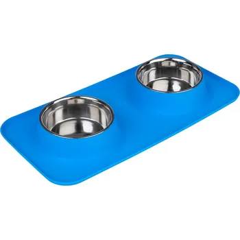 Miska pro psa TIAKI dvojitá miska se silikonovou podložkou - 2 x 540 ml, Ø 14 cm