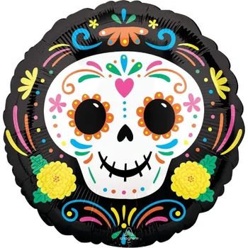 Balónek Amscan / Reithmüller Balonek fóliový Lebka barevná, 45 cm