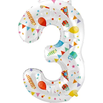 Balónek Folat Fóliové číslo 3 párty, 86 cm