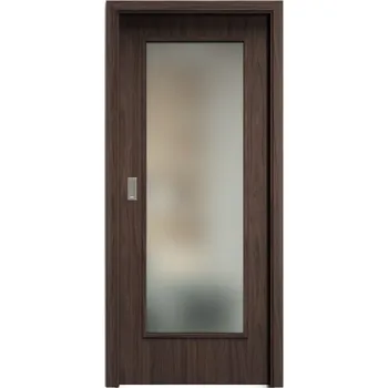 Interiérové dveře SAPELI ELEGANT PRAKTIK M40 - START - POSUVNÉ DVEŘE VČ. ZÁRUBNĚ - Ořech Průchozí šířka (cm): 80, Průchozí výška (cm): 197, Typ skla: Satináto bílé