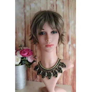 Paruka Wigorous Violet - krátká blond paruka s melírem a ofinou