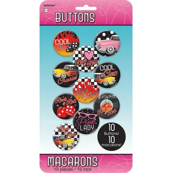 Party dekorace Amscan / Reithmüller Odznaky Classic 50's, 10 ks