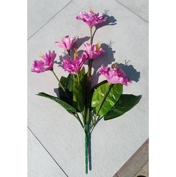 umělá květina Kytice ibišku, 57 cm, růžová