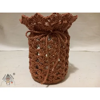 Svícen Dubový skřítek Svícen ručně háčkovaný velký– hnědý