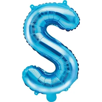 Balónek PartyDeco Fóliové písmeno S modré, 35 cm
