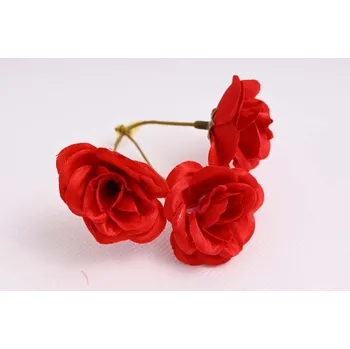 umělá květina Mini růže X3, 4 cm červená