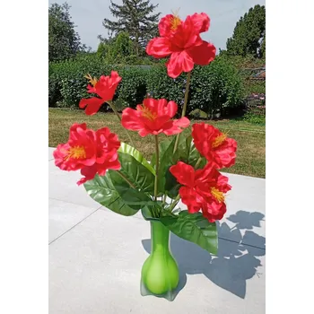 umělá květina Kytice ibišku, 57 cm, červená