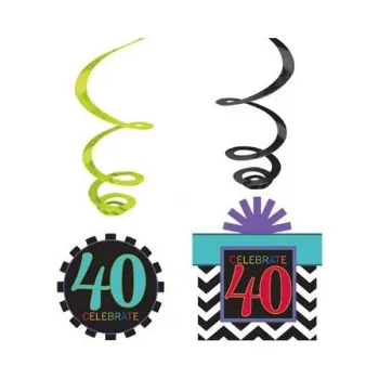 Amscan / Reithmüller Závěsné spirály číslo 40 barevné, 12 ks