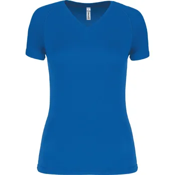 KARIBAN Dámské sportovní tričko s výstřihem do V PA477 Velikost: L, Barva: azurově modrá