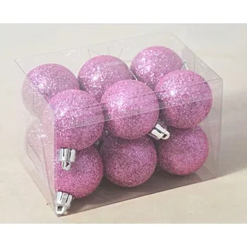 Vánoční dekorace Vánoční koule glitr 3 cm růžová
