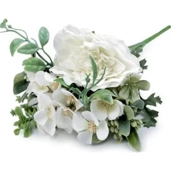 umělá květina Umělá kytice s růží, 26 cm, bílá