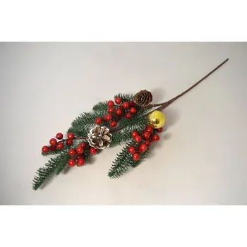 Vánoce Vánoční větev zlatá koule 62 cm