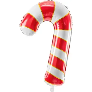 PartyDeco Balonek fóliový Candy cane červený, 82 cm