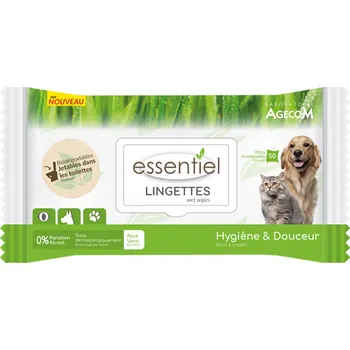 Kosmetika pro psa 2x50 ubrousků Essentiel Aloe Vera pro psy a kočky