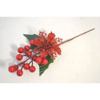 Vánoční dekorace Přízdoba bobule, ván. hvězda červen. 29 cm