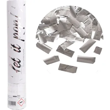 Konfeta Amscan / Riethmüller Konfety vystřelovací proužky stříbrné lesklé, 28 cm