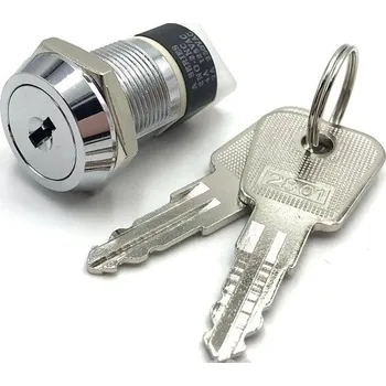 vypínač Bezpečnostní vypínač na klíč, kulatý ON-OFF, průměr montážního otvoru 19mm