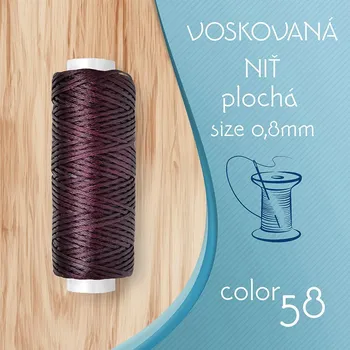 Nit Voskovaná nit 0,8mm PLOCHÁ cívka 30m barva č.58 Black Purple