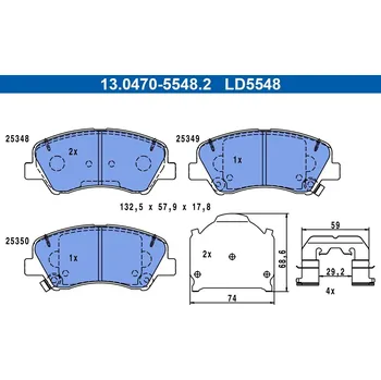 Brzdová destička Sada brzdových destiček, kotoučová brzda ATE 13.0470-5548.2