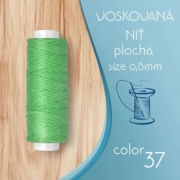 Nit Voskovaná nit 0,8mm PLOCHÁ cívka 30m barva č.37 Fluorescent Green