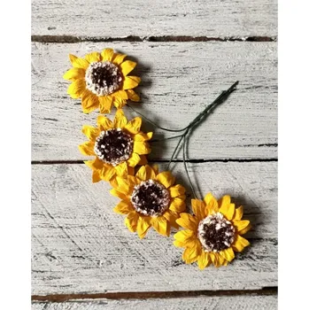 umělá květina Slunečnice papírový květ na drátku