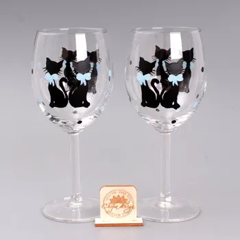 Sklenice Sada vínovek - kočky modrá mašle