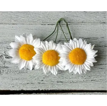 umělá květina Kopretiny papírový květ na drátku