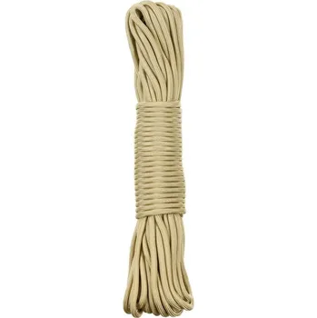 Lano Parachute Cord MFH béžový 100ft/4mm (Padákové lana a šnůry. Všestranné využití, pro kemping, turistiku, vodáctví.. při zajištění nákladu, k postavení přístřešku, k zastavení krvácení, k výrobě loveckých pastí.)
